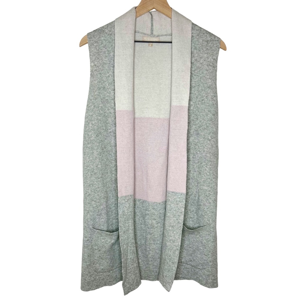 Benedetta B Sleeveless Gray Colorblock Cardigan Wool Cashmere Blend size Medium